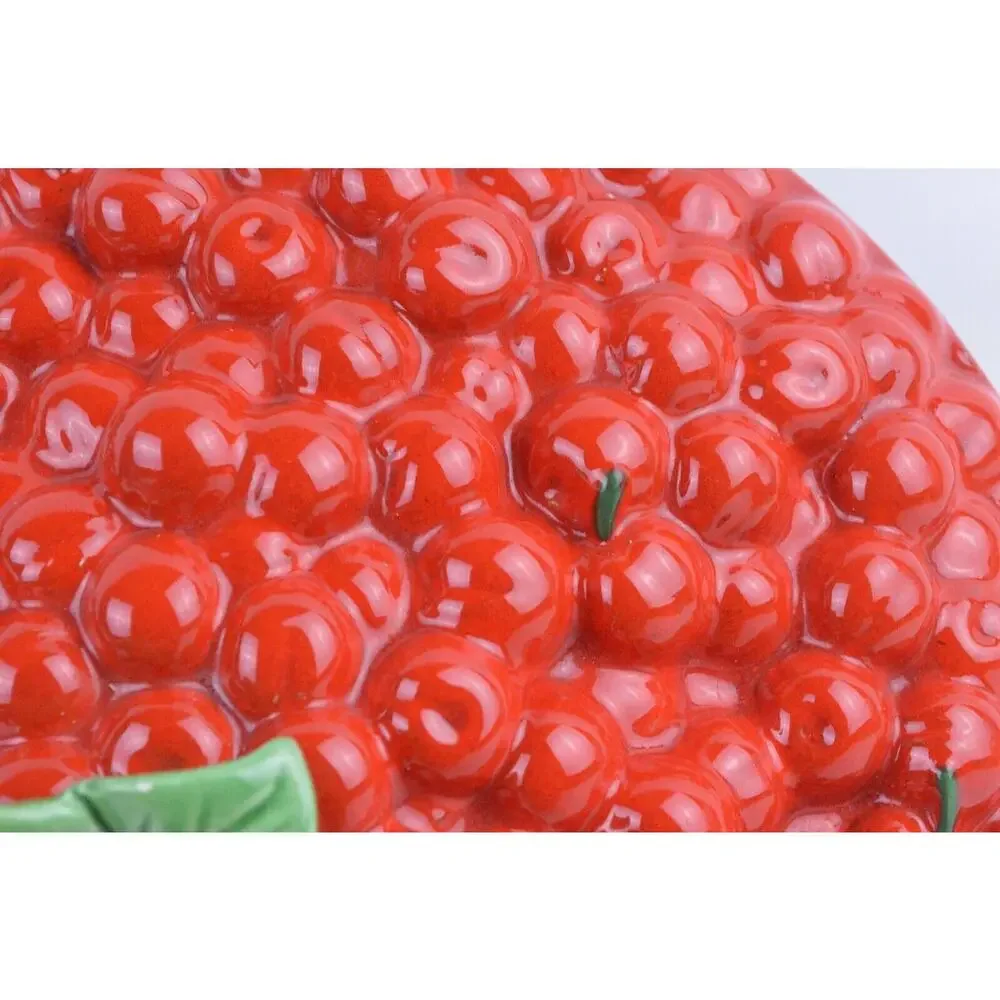 Treasure Craft Cherry Pie Keeper Dish w Lid Red Ceramic 13